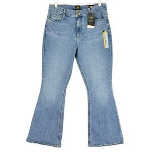 Lee Women's Stretch Flare Mid Rise Blue Denim Jeans Size 14S Legendary Style NWT